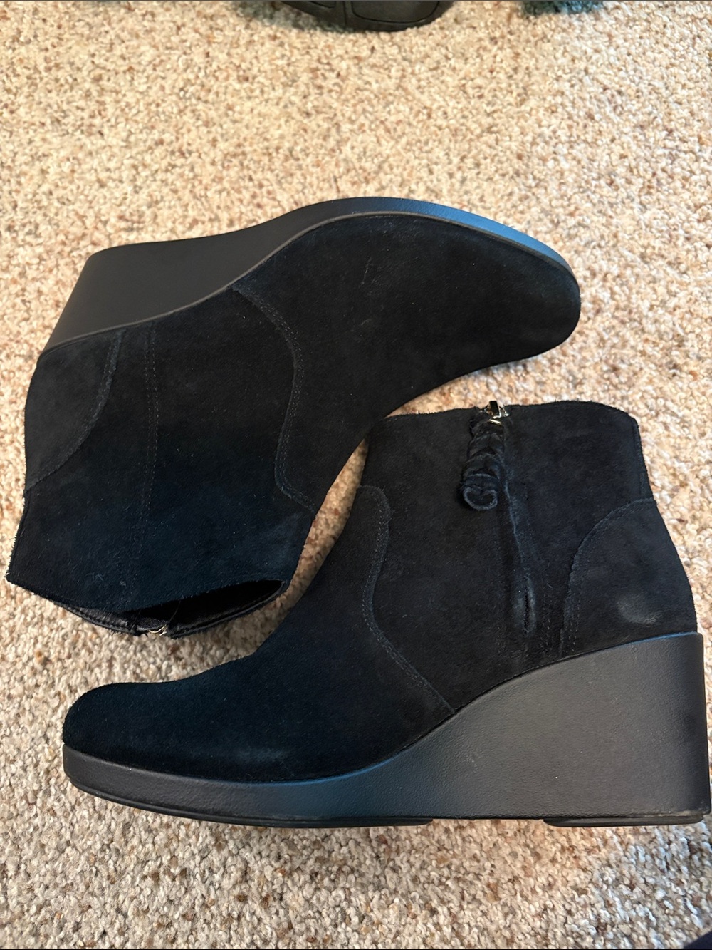 Black Suede Wedge Ankle Boots by CROCS